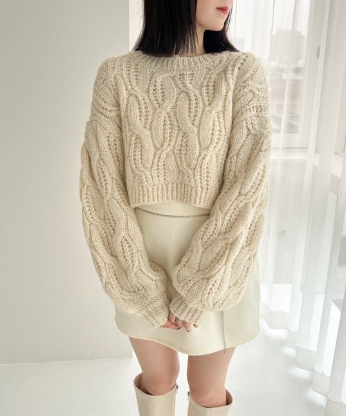 Heather（ヘザー）の「ケーブルショートニット 983816（ニット