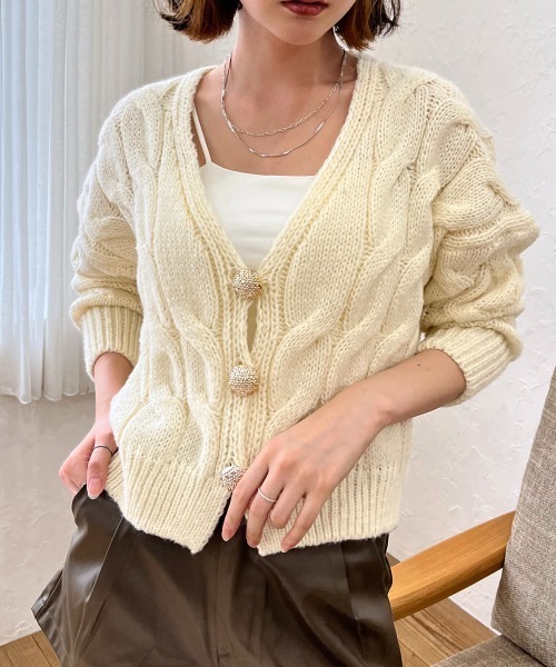 rag & bone／ケーブルニット ボタン カーディガン／ベージュ XS rag & bone／ケーブルニット ボタン カーディガン／ベージュ XS
