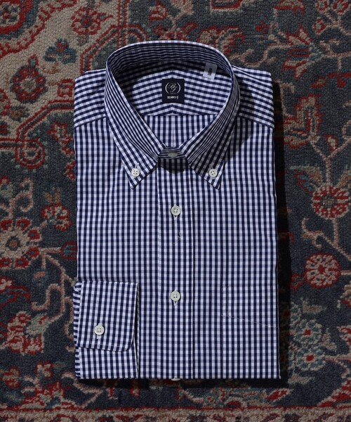 BEAMS F（ビームスエフ）の「BEAMS F / ギンガムチェック ボタンダウンシャツ（シャツ/ブラウス・メンズ・ネイビー・38/40/41/43/42/37/39）」の3枚目の写真