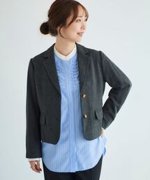 ヘリンボーン柄ショートテーラージャケット