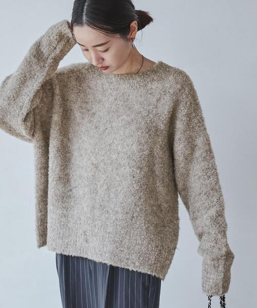 coen(コーエン)の「ボートネックブークレーニット(ニット/セーター・レディース・ベージュ/レッド/オフホワイト/イエロー/ダークグレー/ライトピンク/コバルトブルー・FREE)」の4枚目の写真