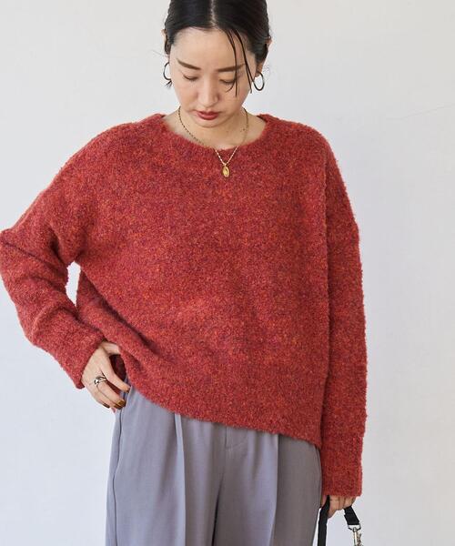 coen(コーエン)の「ボートネックブークレーニット(ニット/セーター・レディース・ベージュ/レッド/オフホワイト/イエロー/ダークグレー/ライトピンク/コバルトブルー・FREE)」の7枚目の写真