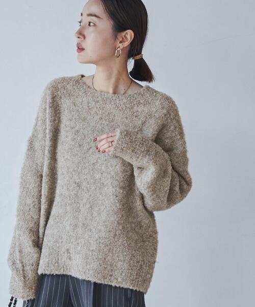 coen(コーエン)の「ボートネックブークレーニット(ニット/セーター・レディース・ベージュ/レッド/オフホワイト/イエロー/ダークグレー/ライトピンク/コバルトブルー・FREE)」の8枚目の写真