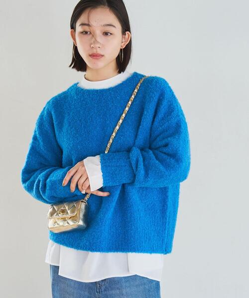 coen(コーエン)の「ボートネックブークレーニット(ニット/セーター・レディース・ベージュ/レッド/オフホワイト/イエロー/ダークグレー/ライトピンク/コバルトブルー・FREE)」の14枚目の写真