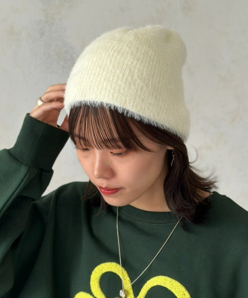 CPCM（シーピーシーエム）の「シャギービーニーキャップ（ニットキャップ/ビーニー・レディース・ブラック/アイボリー/グレー・FREE）」の2枚目の写真