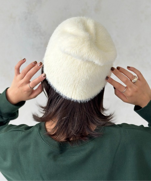 CPCM（シーピーシーエム）の「シャギービーニーキャップ（ニットキャップ/ビーニー・レディース・ブラック/アイボリー/グレー・FREE）」の7枚目の写真