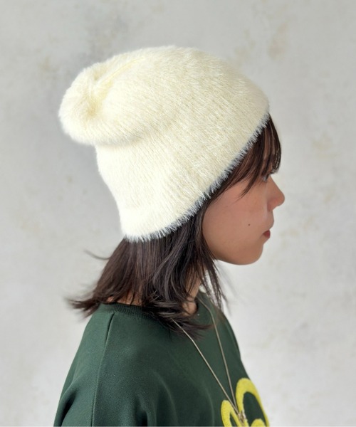 CPCM（シーピーシーエム）の「シャギービーニーキャップ（ニットキャップ/ビーニー・レディース・ブラック/アイボリー/グレー・FREE）」の5枚目の写真