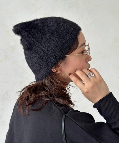 CPCM（シーピーシーエム）の「シャギービーニーキャップ（ニットキャップ/ビーニー・レディース・ブラック/アイボリー/グレー・FREE）」の4枚目の写真