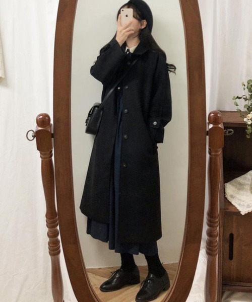 おしゃれスタ(オシャレスタ)の「ステンカラーコート(ステンカラーコート・レディース・ベージュ/ブラック・S/M)」の1枚目の写真