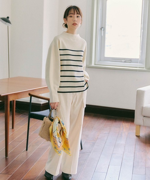 Droite lautreamont(ドロワットロートレアモン)の「シャーベット別珍カーゴパンツ≪洗濯機で洗える≫(カーゴパンツ・レディース・ブラック/オフホワイト・M/S)」の22枚目の写真