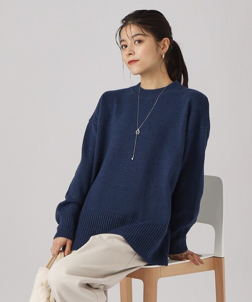 DRESKIP(ドレスキップ)の「◆【セットアップ可】大人リラクシー ワイドシルエット ニット(ニット/セーター・レディース・グレー/ライトベージュ/ブラック/ブルー・03/04/02)」の4枚目の写真