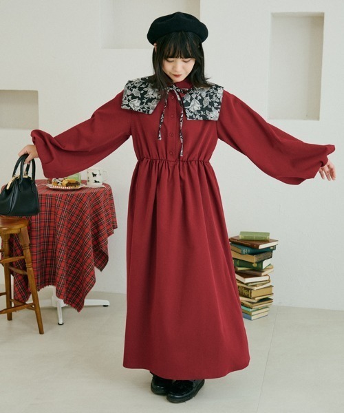 kutir（クティール）の「【クティールとレトロ】アソートダブルカラーワンピース（ワンピース・レディース・ブラウン/レッド/グリーン・SMALL/MEDIUM/LARGE）」の3枚目の写真