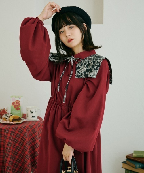 kutir（クティール）の「【クティールとレトロ】アソートダブルカラーワンピース（ワンピース・レディース・ブラウン/レッド/グリーン・SMALL/MEDIUM/LARGE）」の16枚目の写真