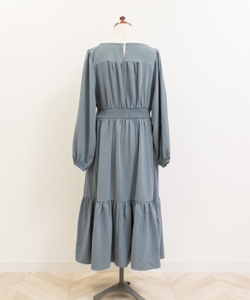 CLETTE(クレット)の「カシュクールギャザーワンピース(ワンピース・レディース・ブラック/ブルー/ピンク・LL/3L/4L)」の6枚目の写真