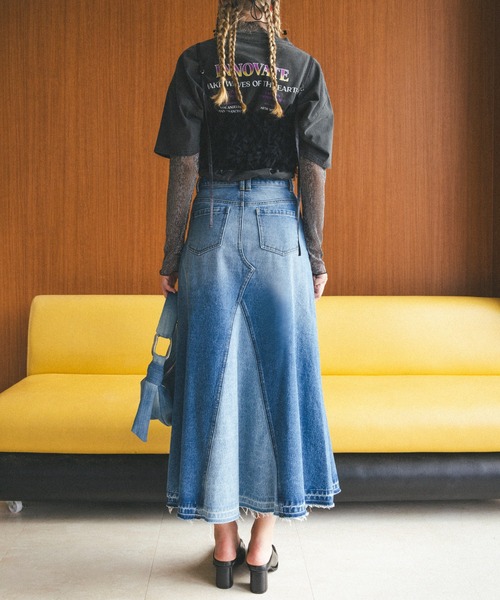 VIS(ビス)の「【セットアップ対応】マーメイドデニムスカート【洗える】(デニムスカート・レディース・サックスブルー/ブルー・M/S)」の4枚目の写真