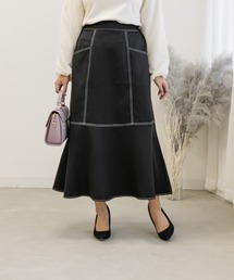 配色ステッチマーメイドスカート