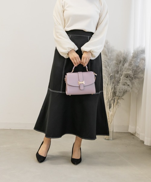 CLETTE(クレット)の「配色ステッチマーメイドスカート(スカート・レディース・チャコール/アイボリー/ブラック・LL/3L/4L)」の16枚目の写真