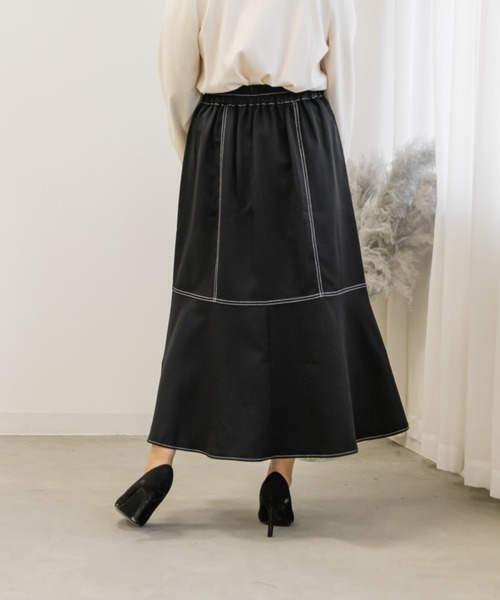 CLETTE(クレット)の「配色ステッチマーメイドスカート(スカート・レディース・チャコール/アイボリー/ブラック・LL/3L/4L)」の19枚目の写真