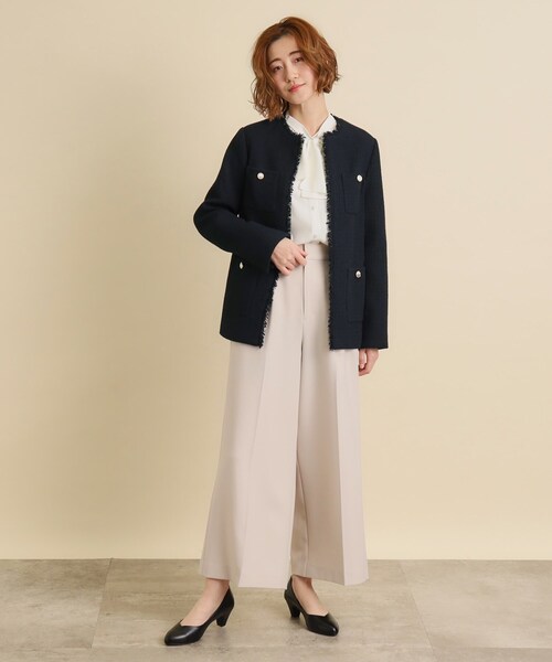 grove(グローブ)の「◆普段使いからハレの日まで オンオフ活躍する上品ジャケット(ノーカラージャケット・レディース・ネイビー/アイボリー系3/アイボリー・02/03/01/04/05)」の12枚目の写真