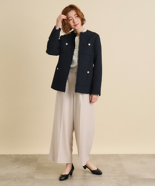 grove(グローブ)の「◆普段使いからハレの日まで オンオフ活躍する上品ジャケット(ノーカラージャケット・レディース・ネイビー/アイボリー系3/アイボリー・02/03/01/04/05)」の13枚目の写真