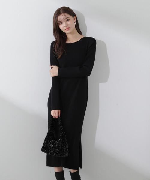 PROPORTION BODY DRESSING（プロポーションボディドレッシング）の「前後２ＷＡＹミニマルタイトニットワンピース / 1214140107（ワンピース・レディース・ブラック/ベージュ/ライトグリーン・MEDIUM）」の2枚目の写真