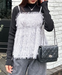 フェザーキャミビスチェ＋シアートップス／SET