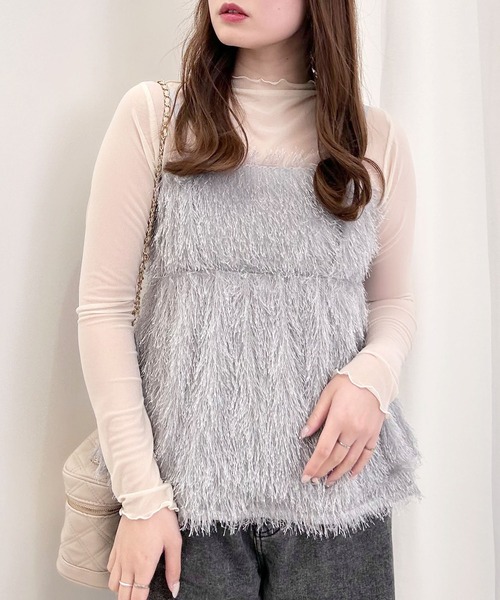 INGNI（イング）の「フェザーキャミビスチェ＋シアートップス／SET（アンサンブル・レディース・グレー/オフホワイト/ブラック・M）」の20枚目の写真