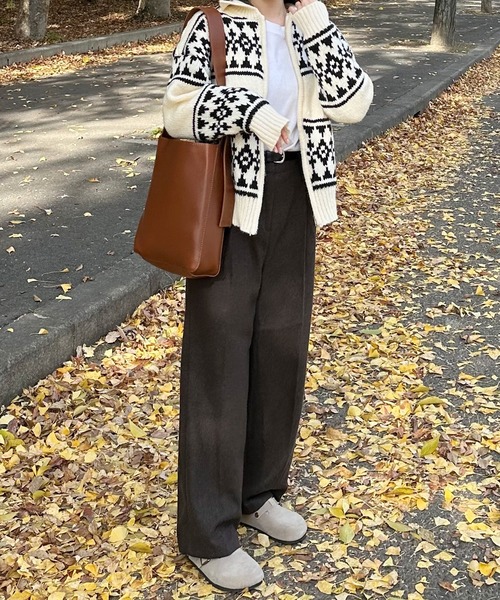 LE MORE（リモア）の「カウチンニットカーディガン（カーディガン/ボレロ・レディース・グレー/アイボリー・FREE）」の14枚目の写真