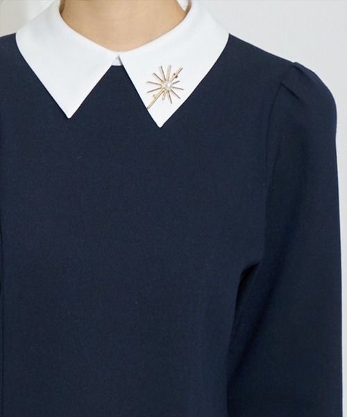 SWINGLE（スウィングル）の「ヘムツイード2WAYシャツカラーワンピース（ワンピース・レディース・ネイビー/ブラック/ライトベージュ・FREE）」の14枚目の写真