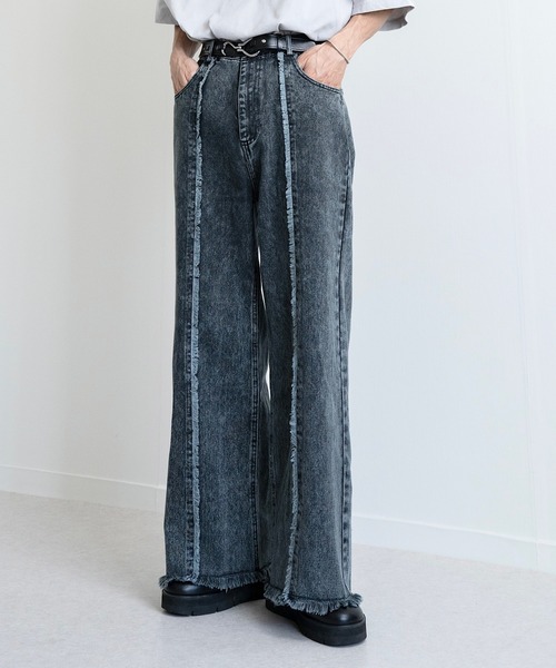 EDDEN ELLEN（エデンエレン）の「【EDDEN ELLEN】セミワイド美シルエットフリンジデニム（デニムパンツ・メンズ・インディゴブルー/ブラック・X-SMALL/SMALL/MEDIUM/LARGE）」の3枚目の写真