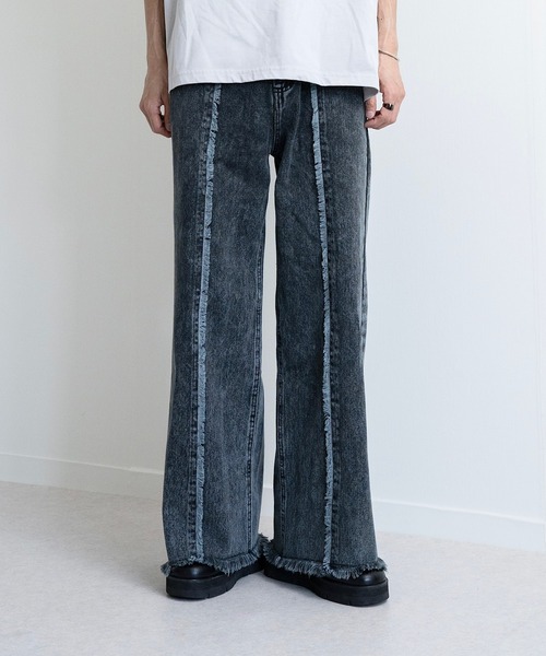 EDDEN ELLEN（エデンエレン）の「【EDDEN ELLEN】セミワイド美シルエットフリンジデニム（デニムパンツ・メンズ・インディゴブルー/ブラック・X-SMALL/SMALL/MEDIUM/LARGE）」の4枚目の写真