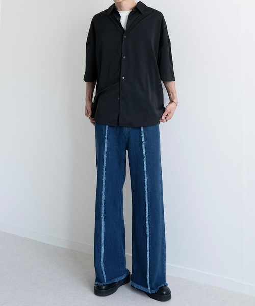 EDDEN ELLEN（エデンエレン）の「【EDDEN ELLEN】セミワイド美シルエットフリンジデニム（デニムパンツ・メンズ・インディゴブルー/ブラック・X-SMALL/SMALL/MEDIUM/LARGE）」の15枚目の写真