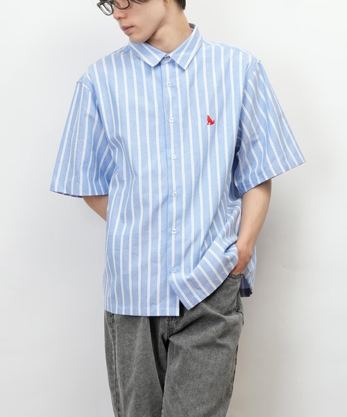garsonwave（ギャルソンウェーブ）の「Healthknit Product ヘルスニットプロダクト オックスフォード レギュラーカラー 半袖 シャツ(GW)（シャツ/ブラウス・メンズ・ブルー系2/ブルー/ホワイト/ブルー系1・L/XL/M）」の4枚目の写真