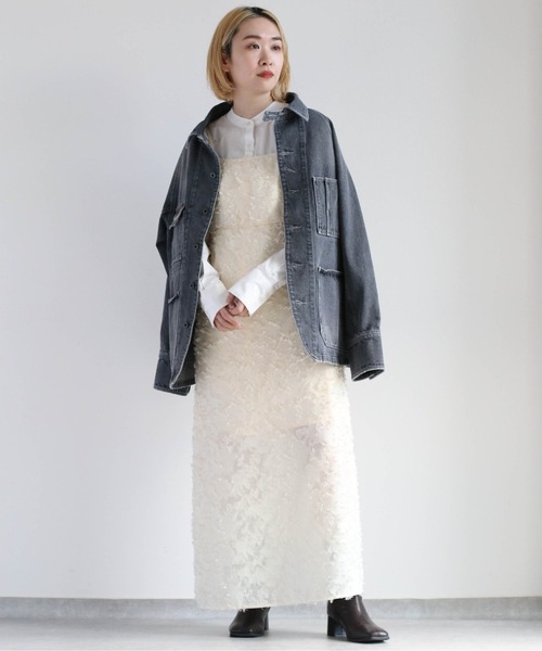 cepo（セポ）の「バックリボン フリンジジャガードキャミワンピース（ワンピース・レディース・ブラック/オフホワイト・M）」の21枚目の写真