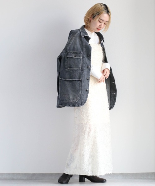 cepo（セポ）の「バックリボン フリンジジャガードキャミワンピース（ワンピース・レディース・ブラック/オフホワイト・M）」の20枚目の写真