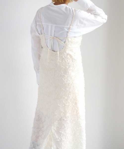 cepo（セポ）の「バックリボン フリンジジャガードキャミワンピース（ワンピース・レディース・ブラック/オフホワイト・M）」の15枚目の写真