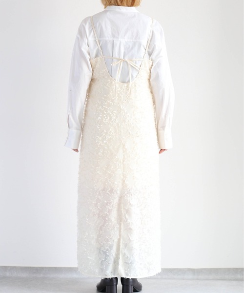 cepo（セポ）の「バックリボン フリンジジャガードキャミワンピース（ワンピース・レディース・ブラック/オフホワイト・M）」の13枚目の写真