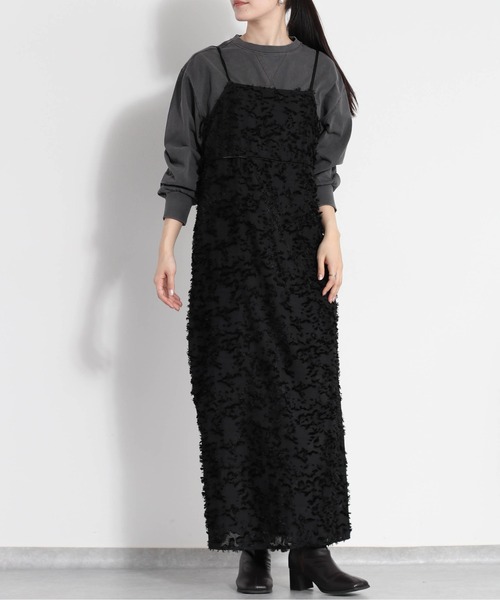 cepo（セポ）の「バックリボン フリンジジャガードキャミワンピース（ワンピース・レディース・ブラック/オフホワイト・M）」の8枚目の写真