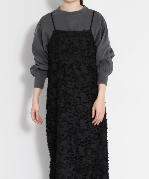cepo（セポ）の「バックリボン フリンジジャガードキャミワンピース（ワンピース・レディース・ブラック/オフホワイト・M）」の6枚目の写真