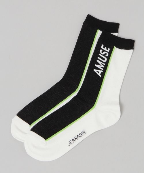JEANASIS(ジーナシス)の「ラインロゴソックス/104193(ソックス/靴下・レディース・ホワイト系その他/グレー/グリーン系その他・FREE)」の2枚目の写真