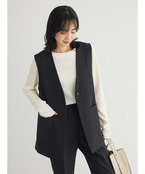 Green　Parks（グリーンパークス）の「きれいシルエットジレ（ベスト・レディース・アイボリー/ブラック・FREE）」の10枚目の写真