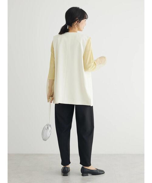 Green　Parks（グリーンパークス）の「きれいシルエットジレ（ベスト・レディース・アイボリー/ブラック・FREE）」の4枚目の写真