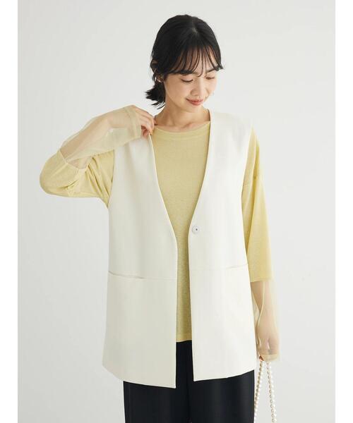 Green　Parks（グリーンパークス）の「きれいシルエットジレ（ベスト・レディース・アイボリー/ブラック・FREE）」の5枚目の写真