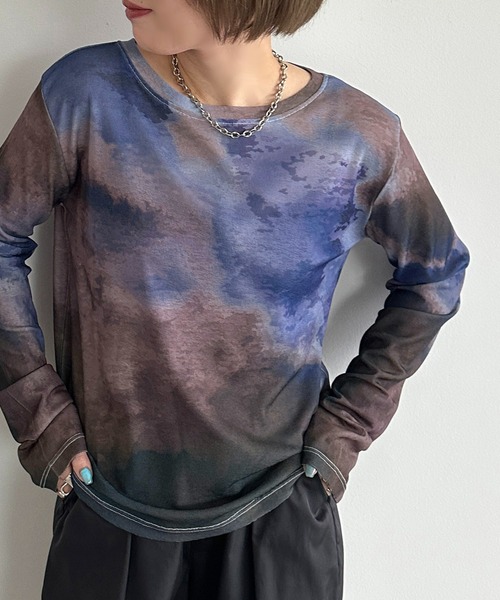 apres jour mignon(アプレジュールミニョン)の「オリジナルパターンシアートップス【ZOZOTOWN限定アイテム】(Tシャツ/カットソー・レディース・ブルー系その他/ブラウン系その他/ブラック系その他・フリー/X-LARGE)」の1枚目の写真
