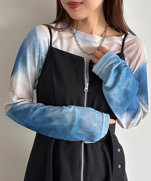 apres jour mignon(アプレジュールミニョン)の「オリジナルパターンシアートップス【ZOZOTOWN限定アイテム】(Tシャツ/カットソー・レディース・ブルー系その他/ブラウン系その他/ブラック系その他・フリー/X-LARGE)」の3枚目の写真