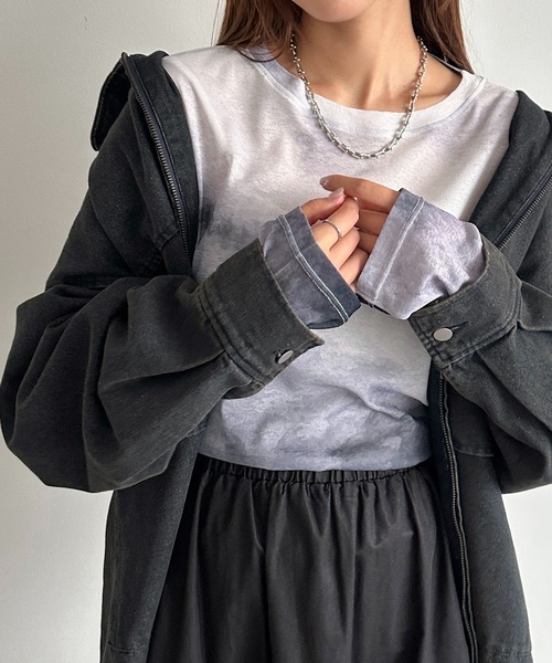 apres jour mignon(アプレジュールミニョン)の「オリジナルパターンシアートップス【ZOZOTOWN限定アイテム】(Tシャツ/カットソー・レディース・ブルー系その他/ブラウン系その他/ブラック系その他・フリー/X-LARGE)」の22枚目の写真