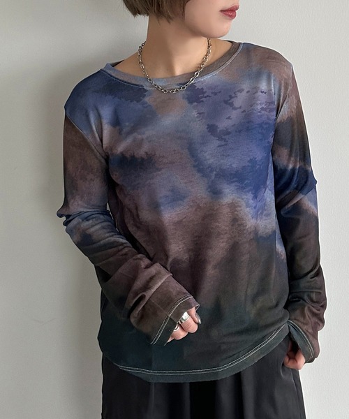 apres jour mignon(アプレジュールミニョン)の「オリジナルパターンシアートップス【ZOZOTOWN限定アイテム】(Tシャツ/カットソー・レディース・ブルー系その他/ブラウン系その他/ブラック系その他・フリー/X-LARGE)」の9枚目の写真
