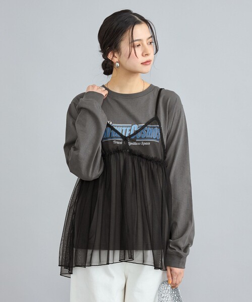 coen（コーエン）の「チュールキャミ付きロックTシャツ（Tシャツ/カットソー・レディース・オフホワイト/ダークグレー/その他2/その他1・L/M）」の5枚目の写真