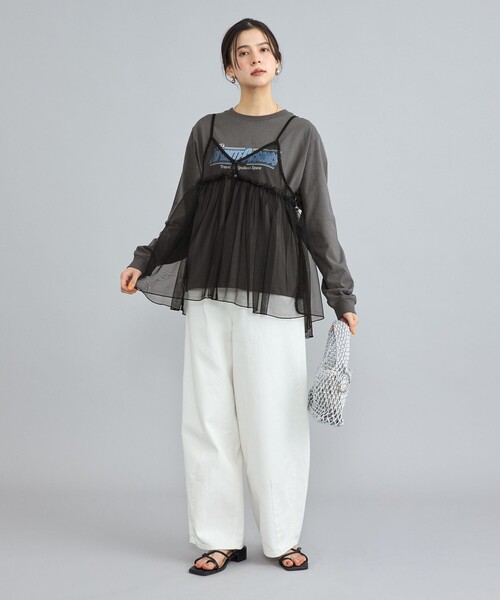 coen（コーエン）の「チュールキャミ付きロックTシャツ（Tシャツ/カットソー・レディース・オフホワイト/ダークグレー/その他2/その他1・L/M）」の9枚目の写真