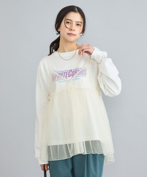 coen（コーエン）の「チュールキャミ付きロックTシャツ（Tシャツ/カットソー・レディース・オフホワイト/ダークグレー/その他2/その他1・L/M）」の12枚目の写真